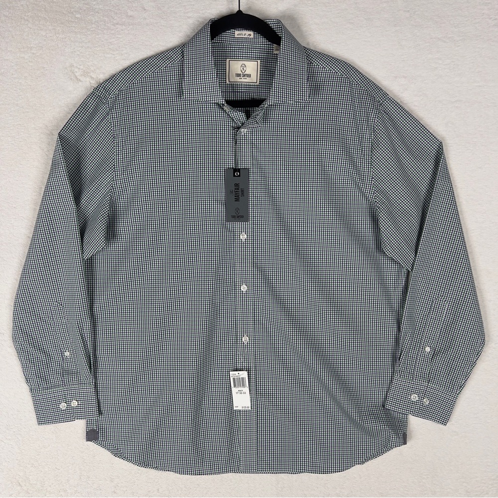 Todd Snyder The Mayfair Dress Shirt Men's 17 32/33 White Green Purple Check NWT